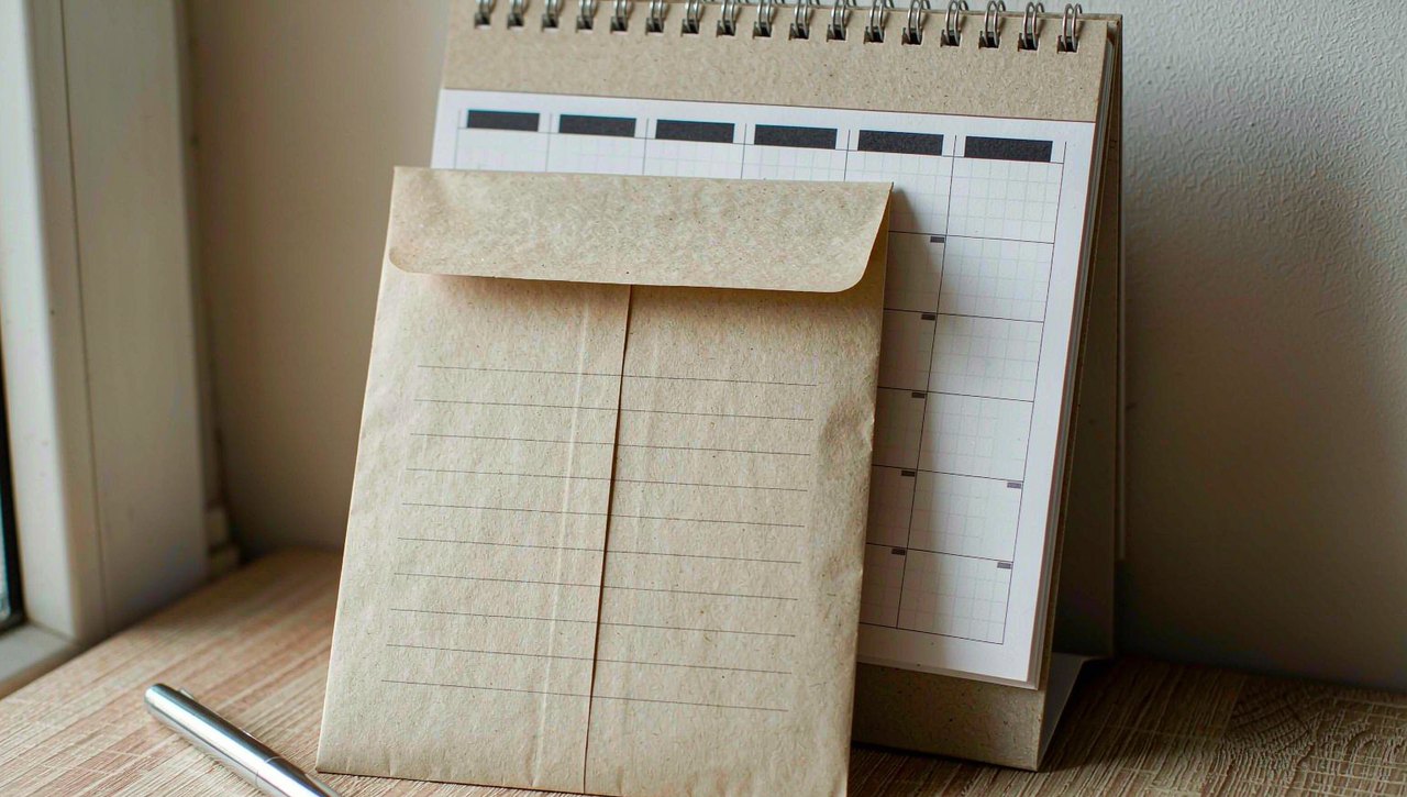 A car insurance renewal letter lying on a desk next to a wall calendar and a pen, soft daylight from a window, realistic photo style